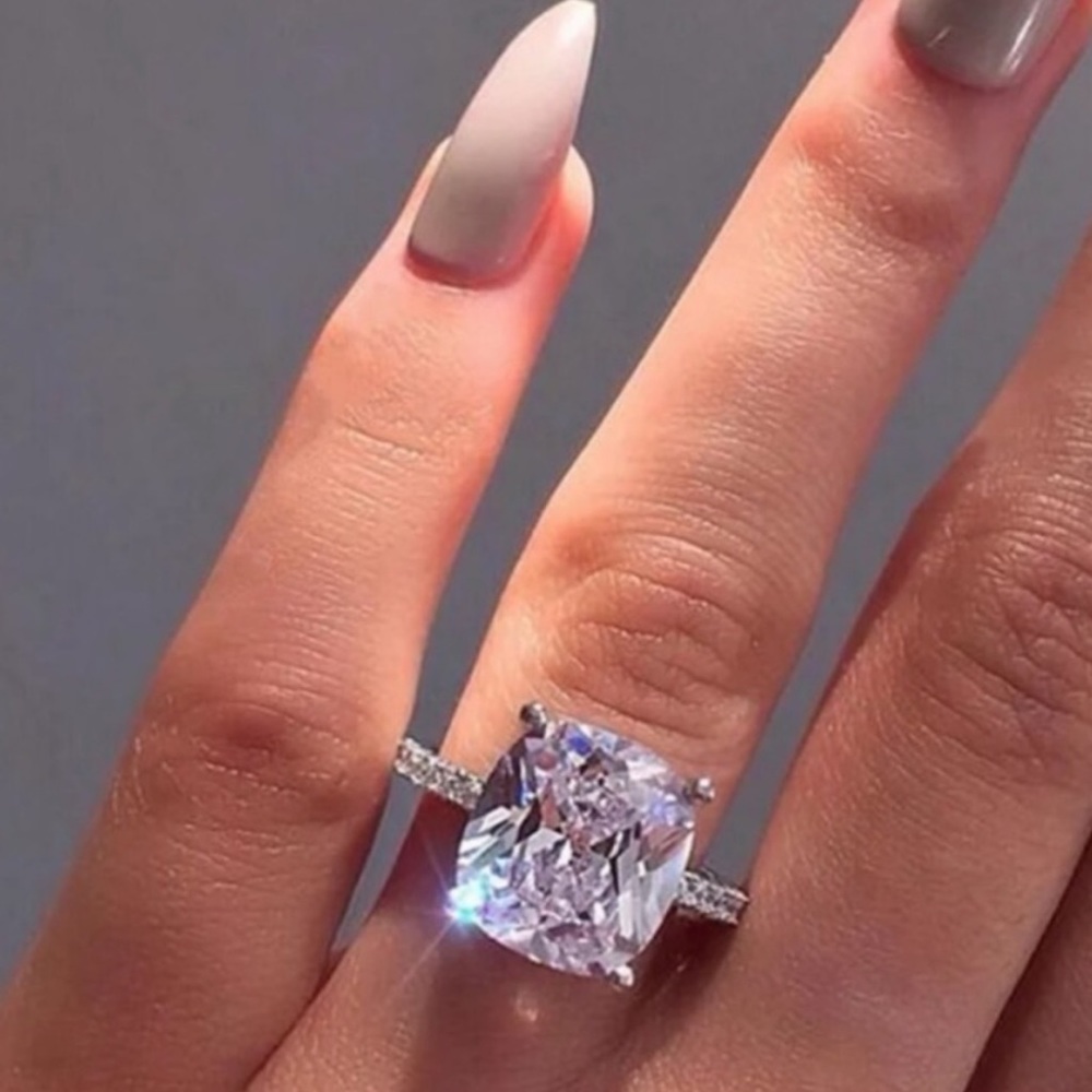 NEW 8CT 925 STERLING SILVER DIAMOND HALO RING